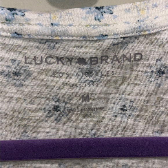 NWOT Lucky Brand White and Blue Patterned Blouse - Picture 2 of 3